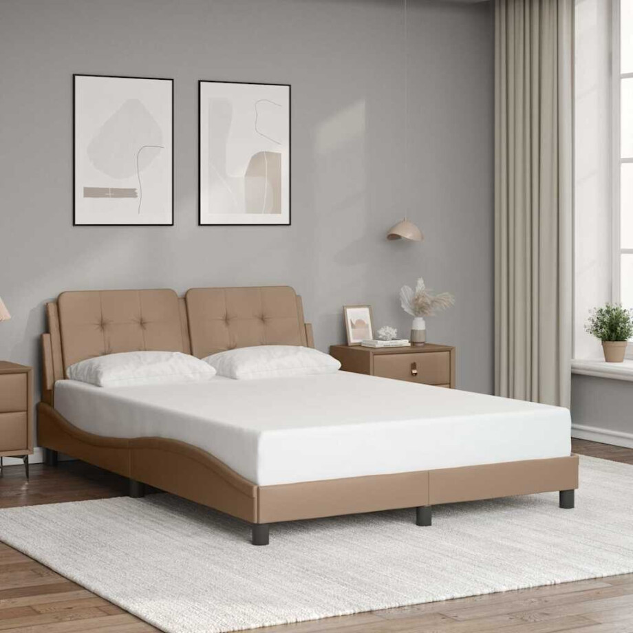 vidaXL Bedframe zonder matras "Zadar" kunstleer cappuccinokleurig 140x200 cm vidaXL Bedframe zonder matras "Zadar" kunstleer cappuccinokleurig 140x200 cm afbeelding 1