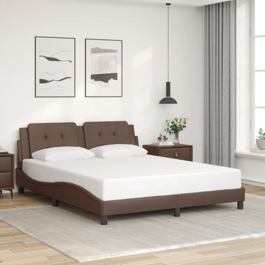 vidaXL Bedframe zonder matras "Zadar" kunstleer bruin 160x200 cm afbeelding 1