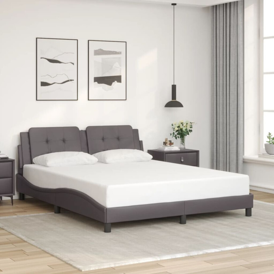 vidaXL Bedframe zonder matras "Zadar" kunstleer grijs 160x200 cm afbeelding 1