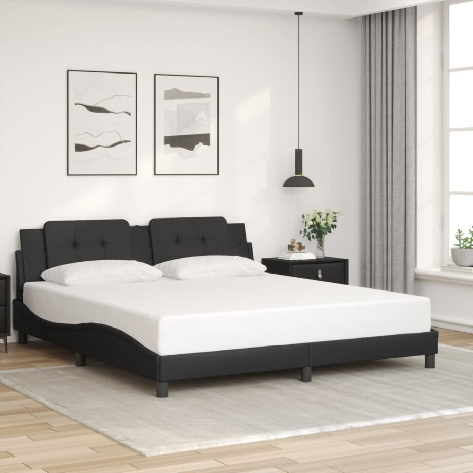 vidaXL Bedframe zonder matras "Zadar" kunstleer zwart 180x200 cm afbeelding 1