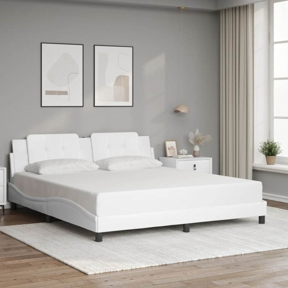 vidaXL Bedframe zonder matras "Zadar" kunstleer wit 180x200 cm afbeelding 1