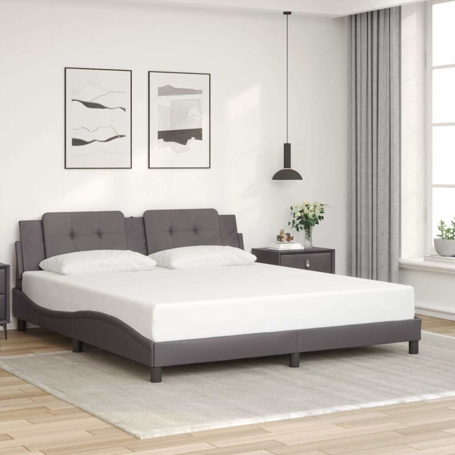 vidaXL Bedframe zonder matras "Zadar" kunstleer grijs 180x200 cm vidaXL Bedframe zonder matras "Zadar" kunstleer grijs 180x200 cm afbeelding 1