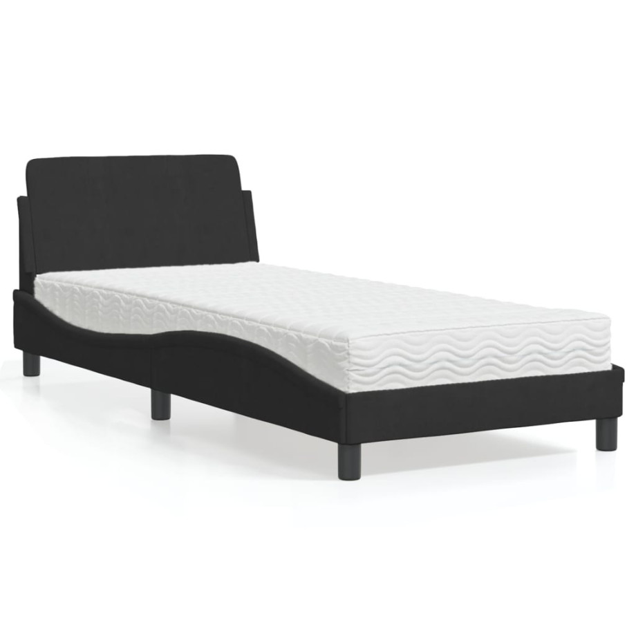 vidaXL Bed met matras "Dover" fluweel zwart 80x200 cm afbeelding 1