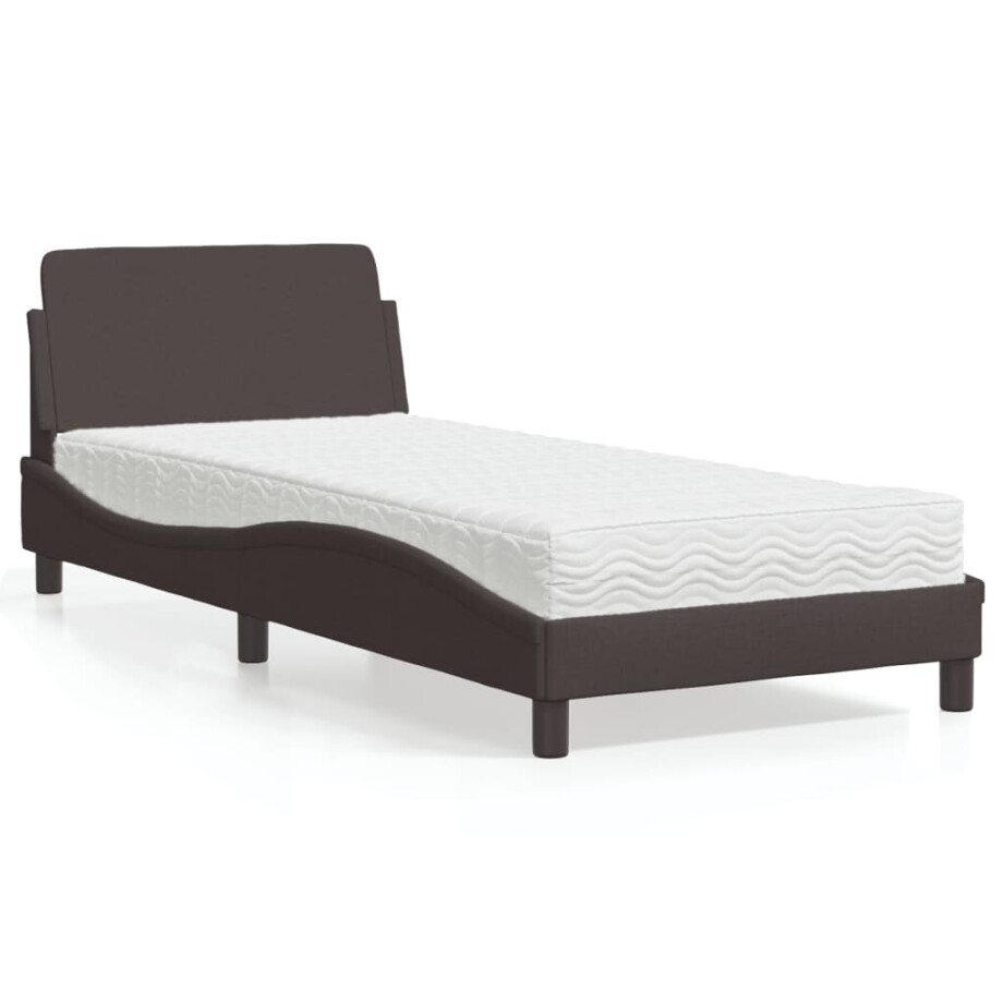 vidaXL Bed met matras "Dover" stof donkerbruin 90x190 cm afbeelding 1