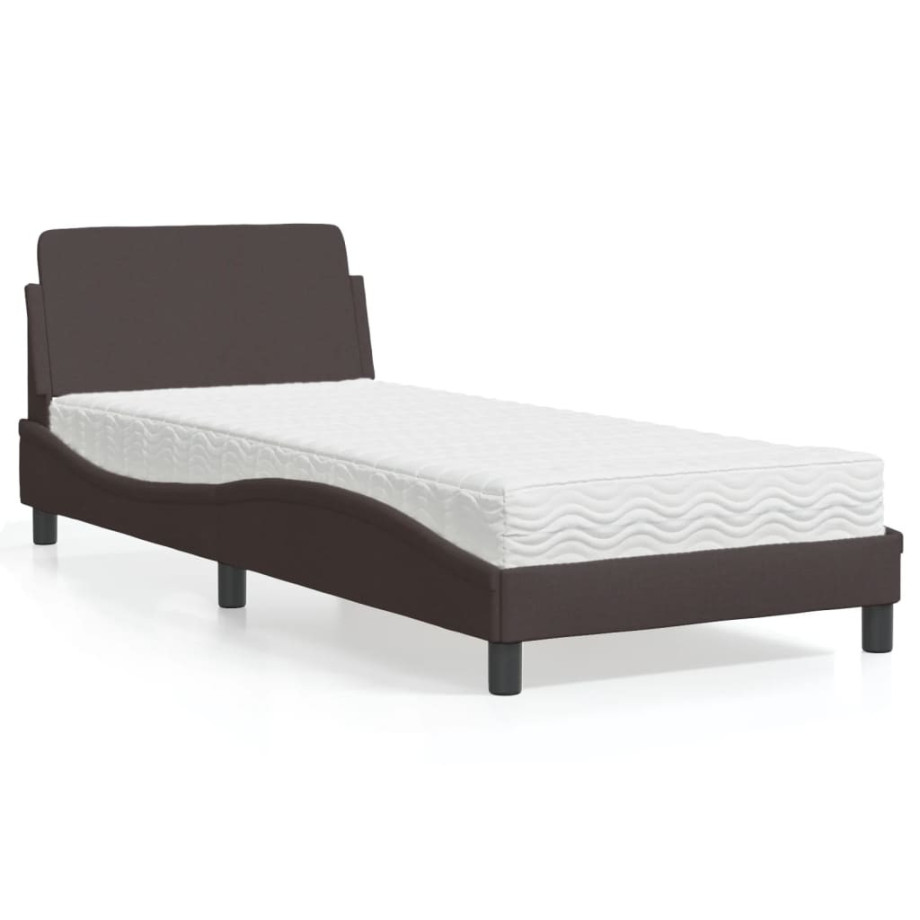 vidaXL Bed met matras "Dover" stof donkerbruin 90x200 cm afbeelding 1