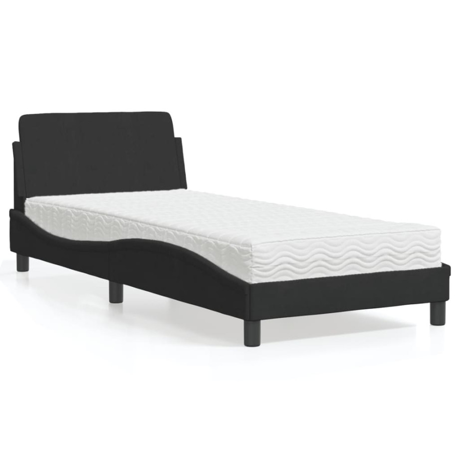 vidaXL Bed met matras fluweel zwart 90x200 cm afbeelding 1