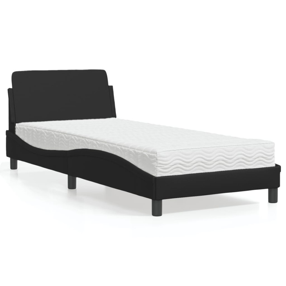 vidaXL Bed met matras kunstleer zwart 90x200 cm afbeelding 1