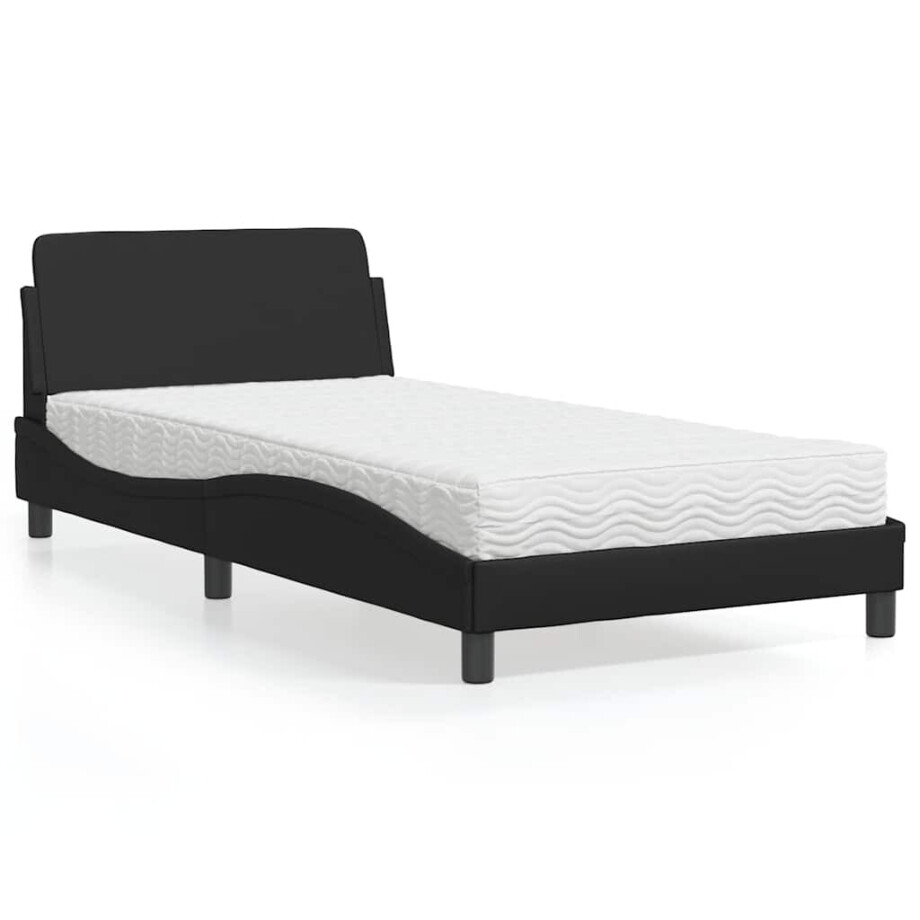 vidaXL Bed met matras "Dover" kunstleer zwart 100x200 cm afbeelding 1