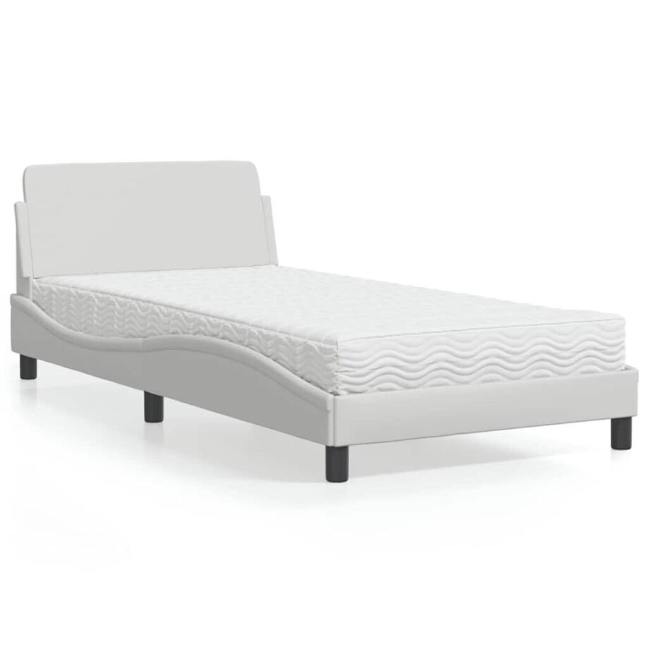 vidaXL Bed met matras "Dover" kunstleer wit 100x200 cm afbeelding 1