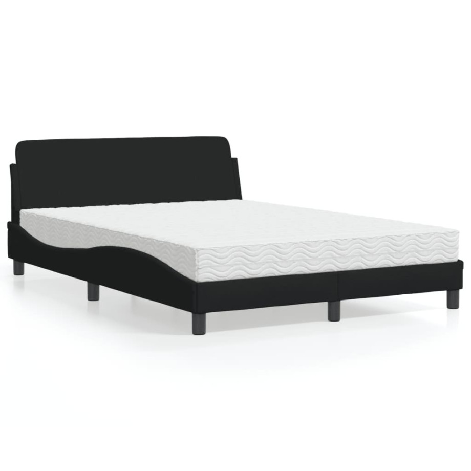 vidaXL Bed met matras stof zwart 120x200 cm afbeelding 1