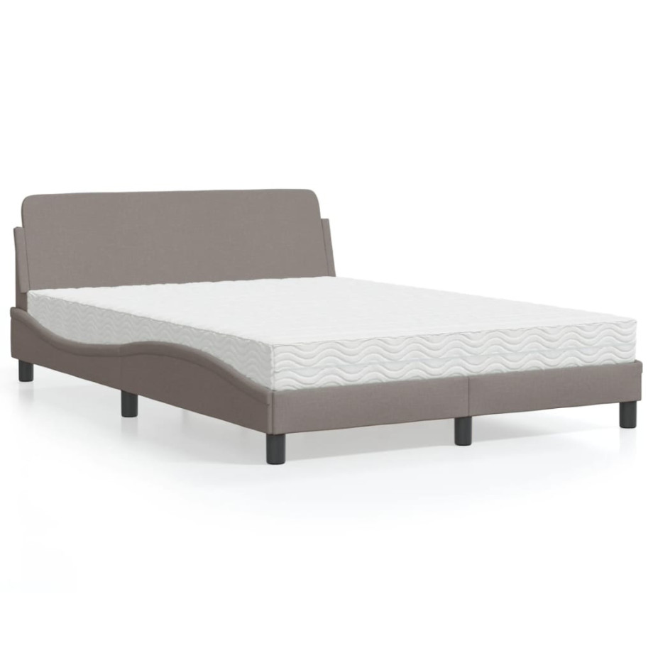 vidaXL Bed met matras stof taupe 120x200 cm afbeelding 1