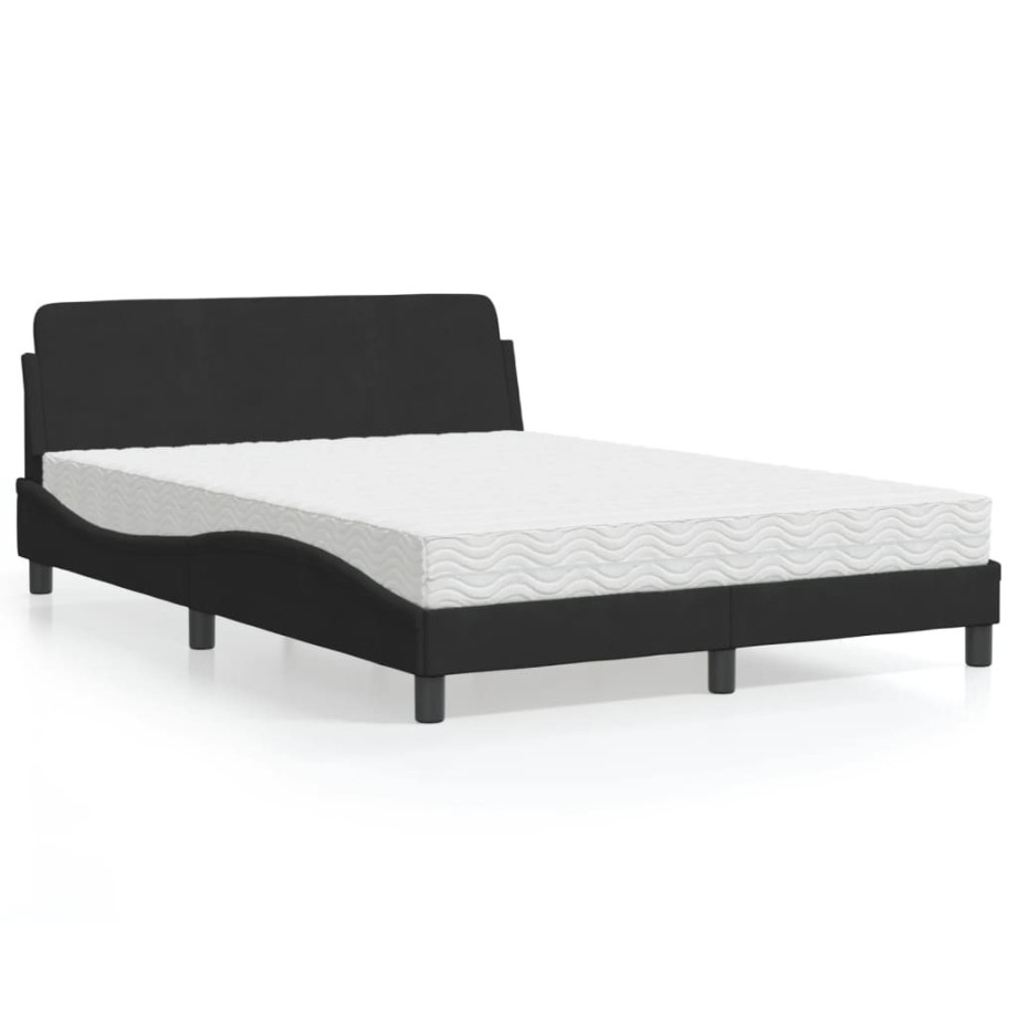 vidaXL Bed met matras fluweel zwart 120x200 cm afbeelding 1