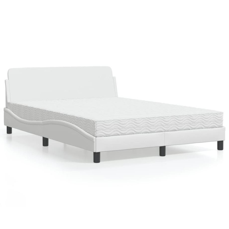 vidaXL Bed met matras kunstleer wit 120x200 cm afbeelding 1