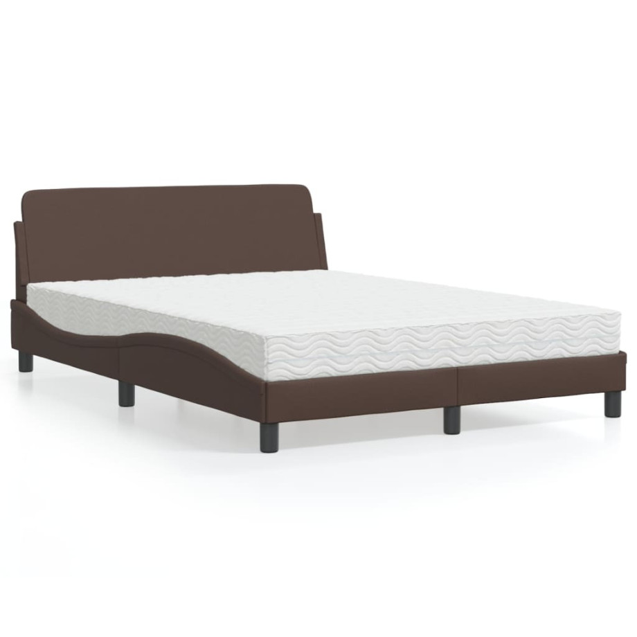 vidaXL Bed met matras kunstleer bruin 120x200 cm afbeelding 1