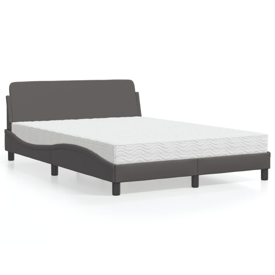 vidaXL Bed met matras kunstleer grijs 120x200 cm afbeelding 1