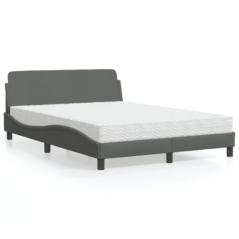 vidaXL Bed met matras "Dover" stof donkergrijs 140x190 cm vidaXL Bed met matras "Dover" stof donkergrijs 140x190 cm afbeelding 1