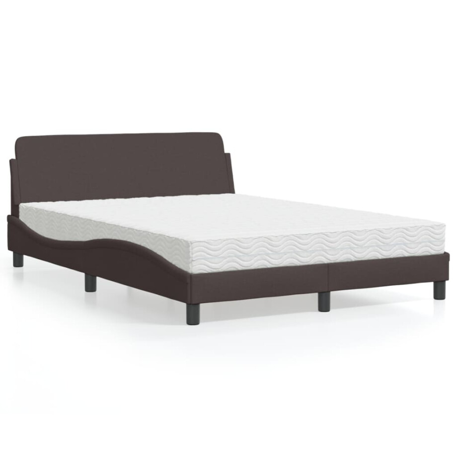 vidaXL Bed met matras "Dover" stof donkerbruin 140x190 cm vidaXL Bed met matras "Dover" stof donkerbruin 140x190 cm afbeelding 1