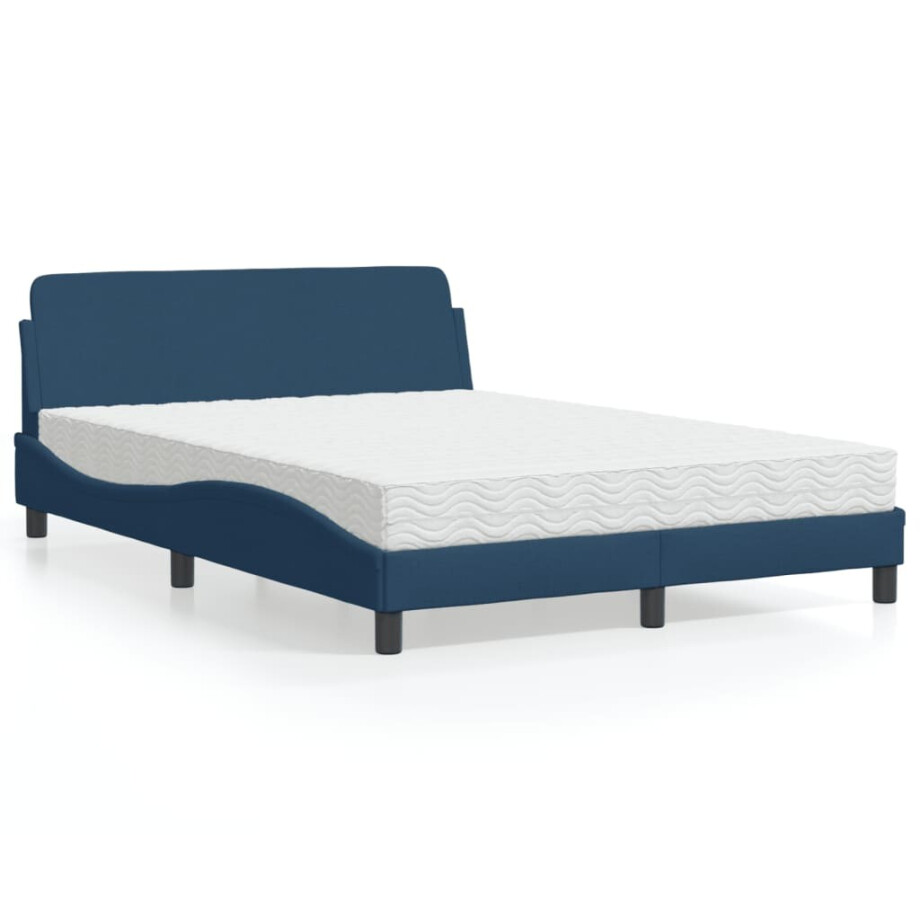 vidaXL Bed met matras "Dover" stof blauw 140x190 cm afbeelding 1