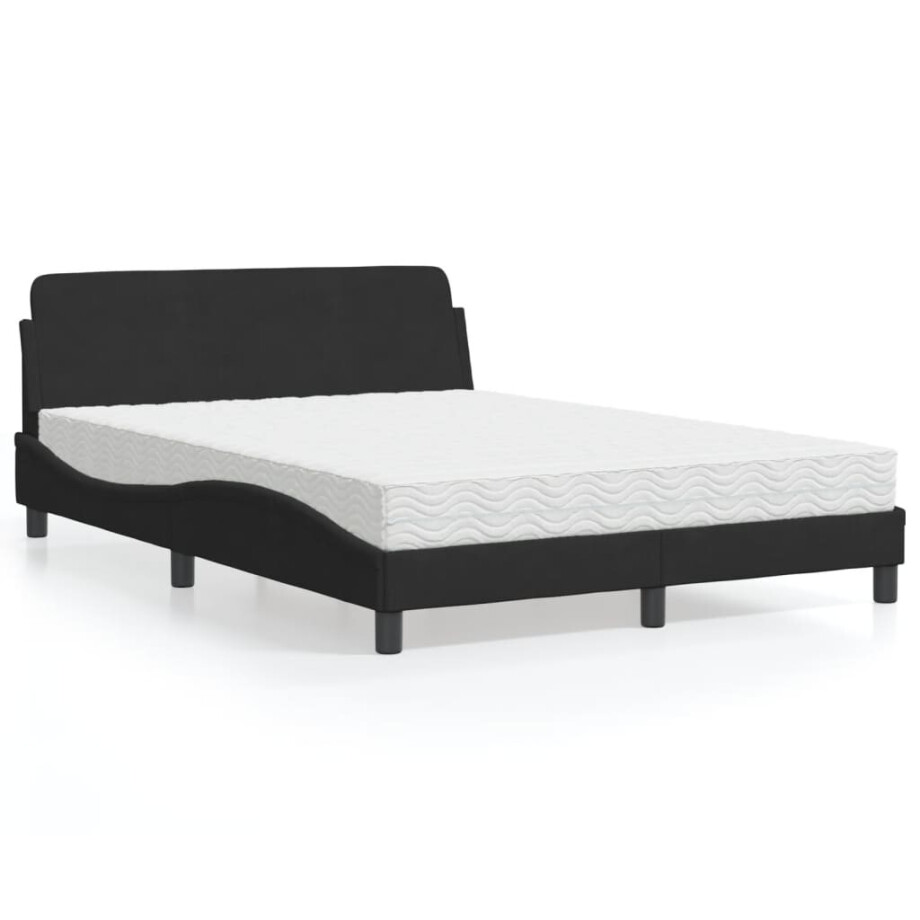 vidaXL Bed met matras "Dover" fluweel zwart 140x190 cm afbeelding 1