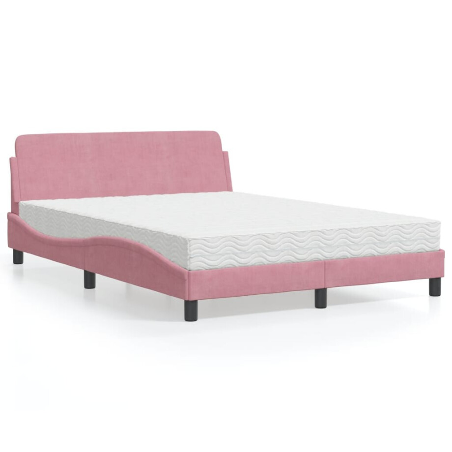 vidaXL Bed met matras "Dover" fluweel roze 140x190 cm vidaXL Bed met matras "Dover" fluweel roze 140x190 cm afbeelding 1