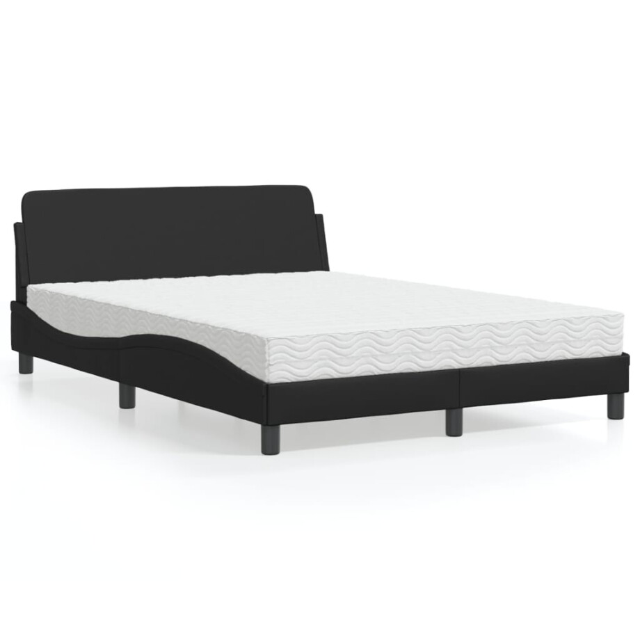 vidaXL Bed met matras "Dover" kunstleer zwart 140x190 cm afbeelding 1