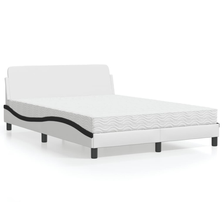 vidaXL Bed met matras "Dover" kunstleer wit en zwart 140x190 cm vidaXL Bed met matras "Dover" kunstleer wit en zwart 140x190 cm afbeelding 1