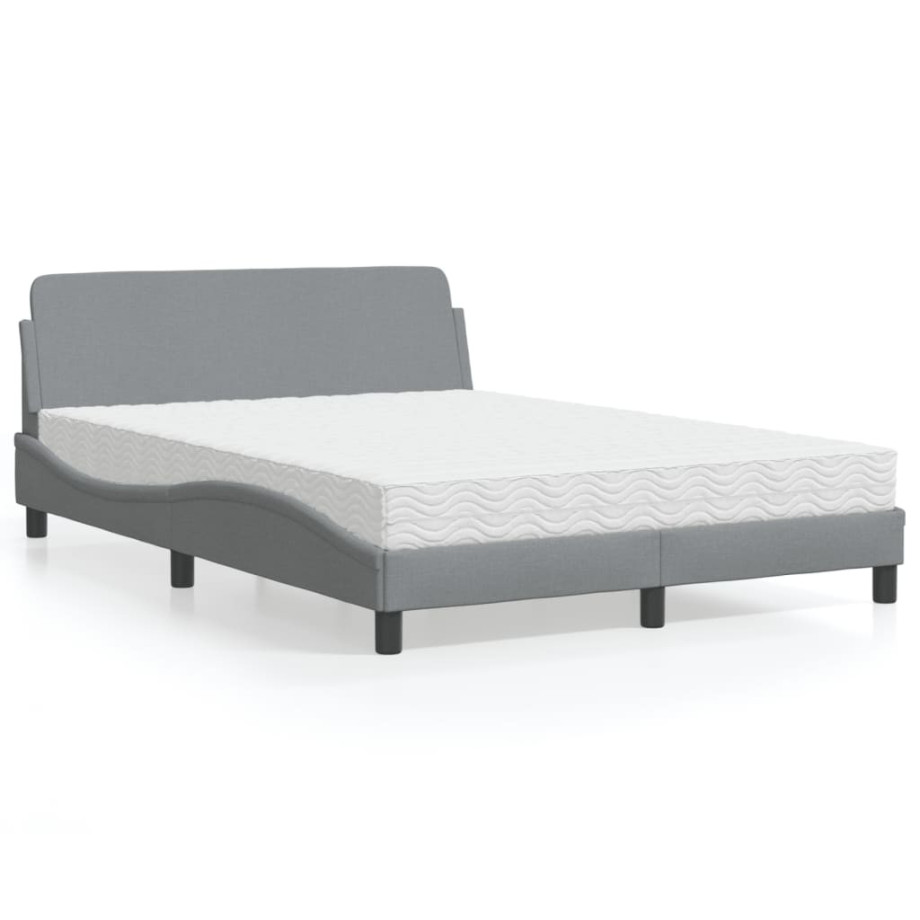 vidaXL Bed met matras "Dover" stof lichtgrijs 140x200 cm afbeelding 1