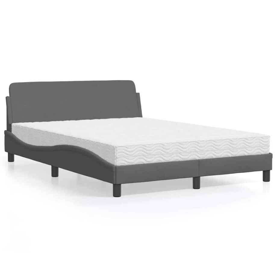vidaXL Bed met matras "Dover" stof donkergrijs 140x200 cm afbeelding 1
