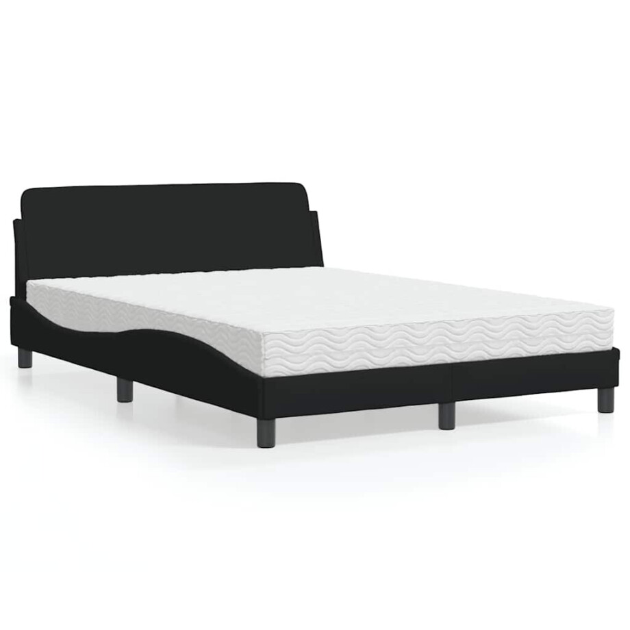 vidaXL Bed met matras "Dover" stof zwart 140x200 cm vidaXL Bed met matras "Dover" stof zwart 140x200 cm afbeelding 1