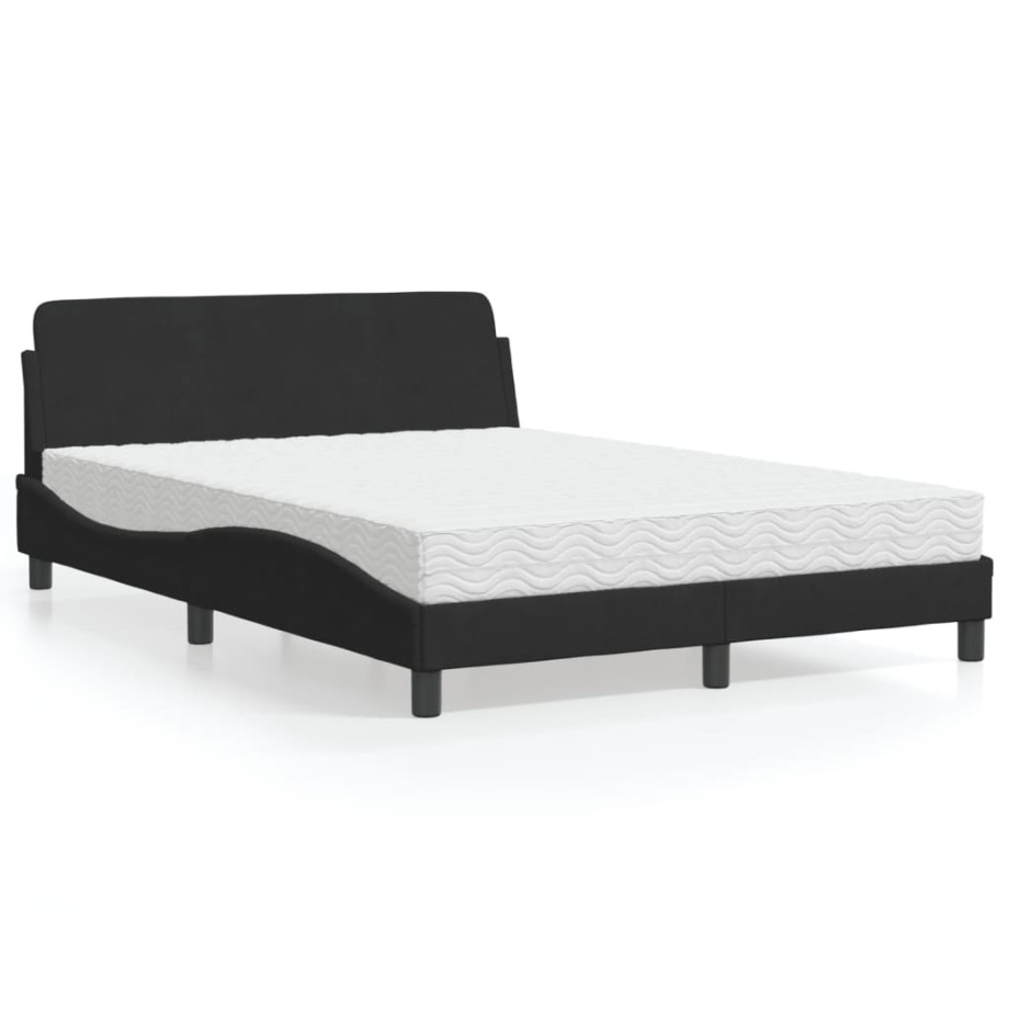 vidaXL Bed met matras fluweel zwart 140x200 cm afbeelding 1