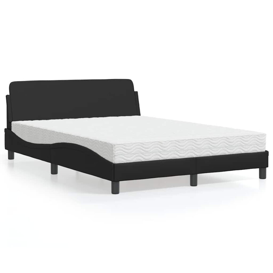 vidaXL Bed met matras "Dover" kunstleer zwart 140x200 cm afbeelding 1