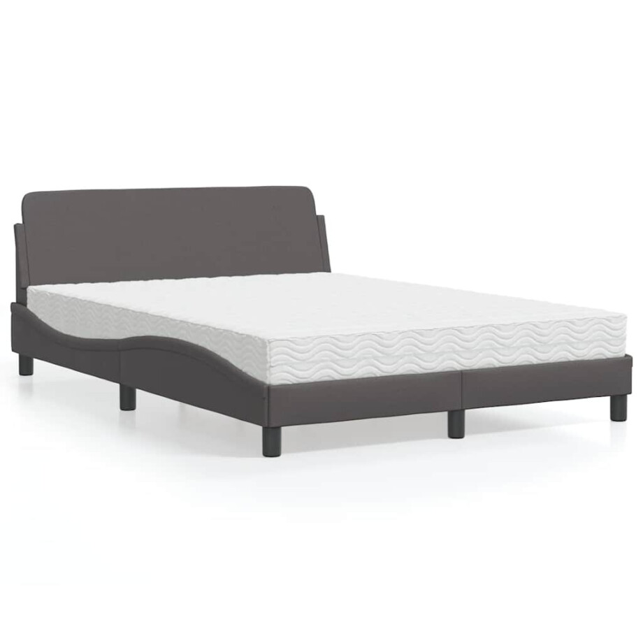 vidaXL Bed met matras "Dover" kunstleer grijs 140x200 cm afbeelding 1
