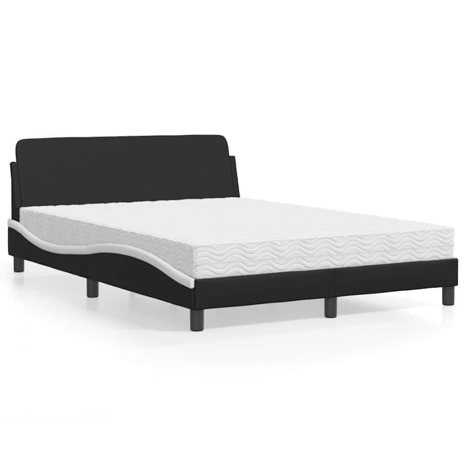 vidaXL Bed met matras "Dover" kunstleer zwart en wit 140x200 cm vidaXL Bed met matras "Dover" kunstleer zwart en wit 140x200 cm afbeelding 1