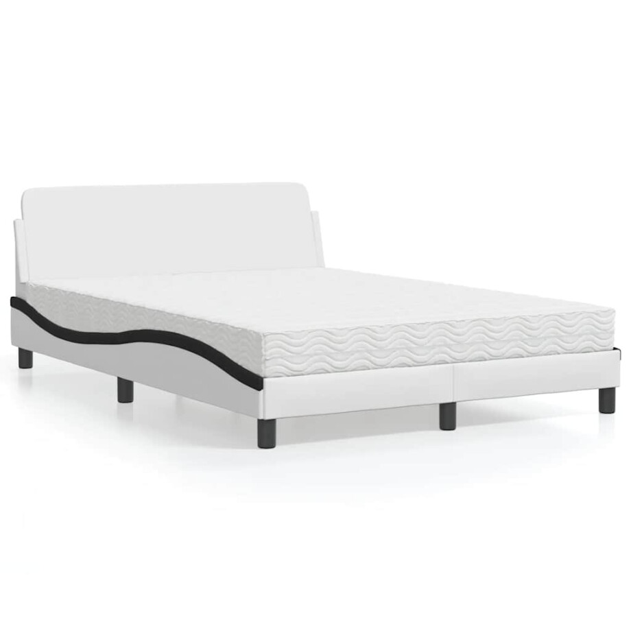 vidaXL Bed met matras "Dover" kunstleer wit en zwart 140x200 cm vidaXL Bed met matras "Dover" kunstleer wit en zwart 140x200 cm afbeelding 1