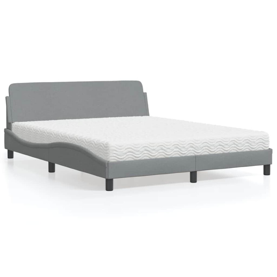 vidaXL Bed met matras "Dover" stof lichtgrijs 160x200 cm afbeelding 1