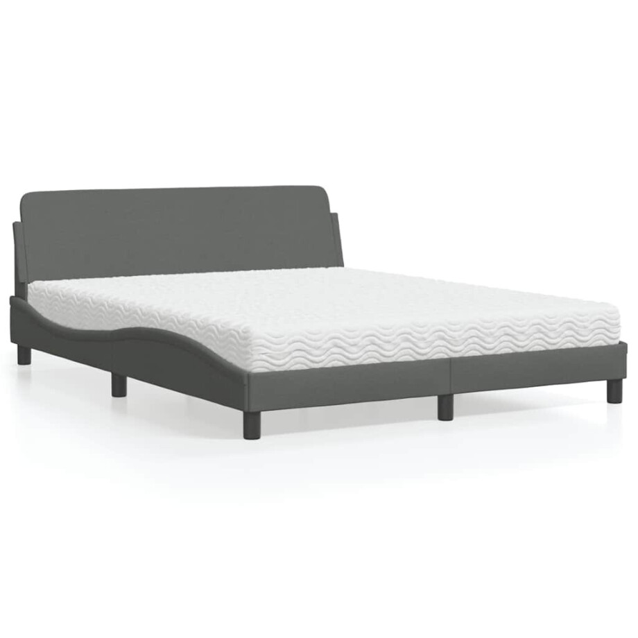 vidaXL Bed met matras "Dover" stof donkergrijs 160x200 cm afbeelding 1