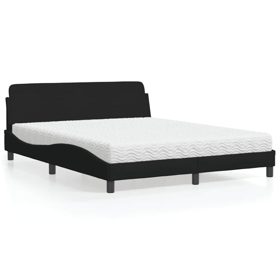 vidaXL Bed met matras "Dover" stof zwart 160x200 cm vidaXL Bed met matras "Dover" stof zwart 160x200 cm afbeelding 1