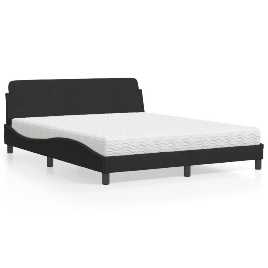 vidaXL Bed met matras fluweel zwart 160x200 cm afbeelding 1