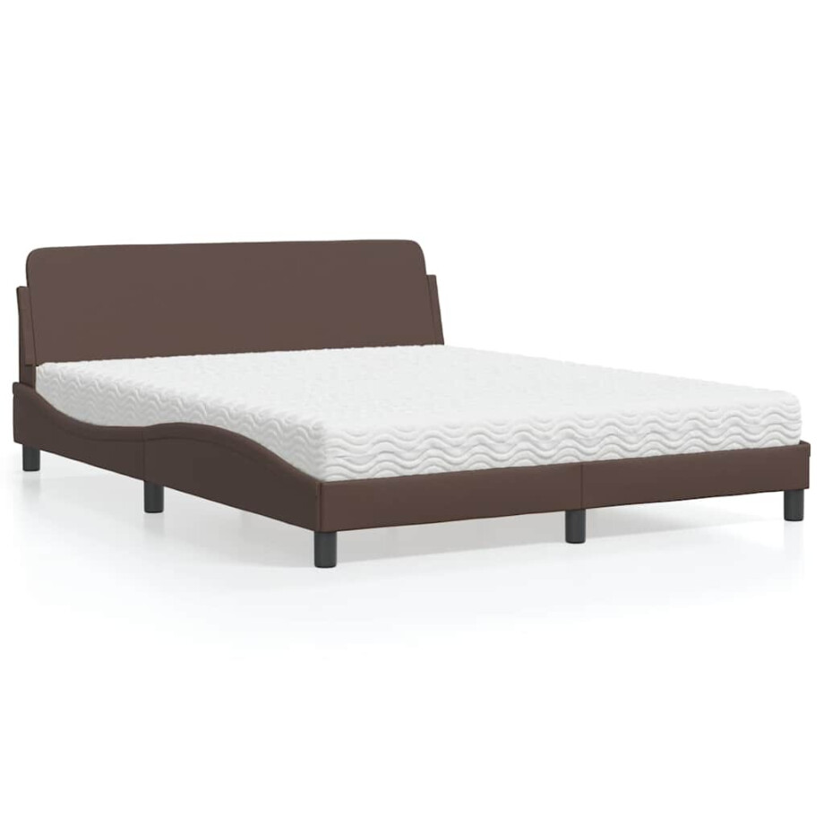 vidaXL Bed met matras "Dover" kunstleer bruin 160x200 cm vidaXL Bed met matras "Dover" kunstleer bruin 160x200 cm afbeelding 1