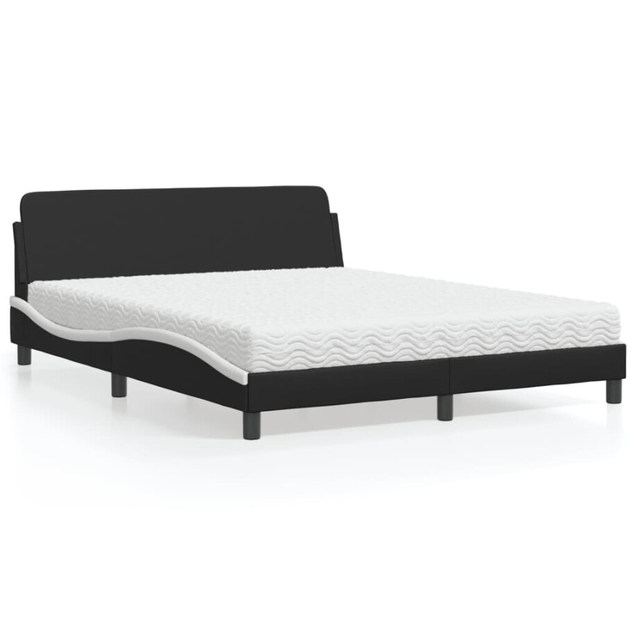 vidaXL Bed met matras "Dover" kunstleer zwart en wit 160x200 cm afbeelding 1