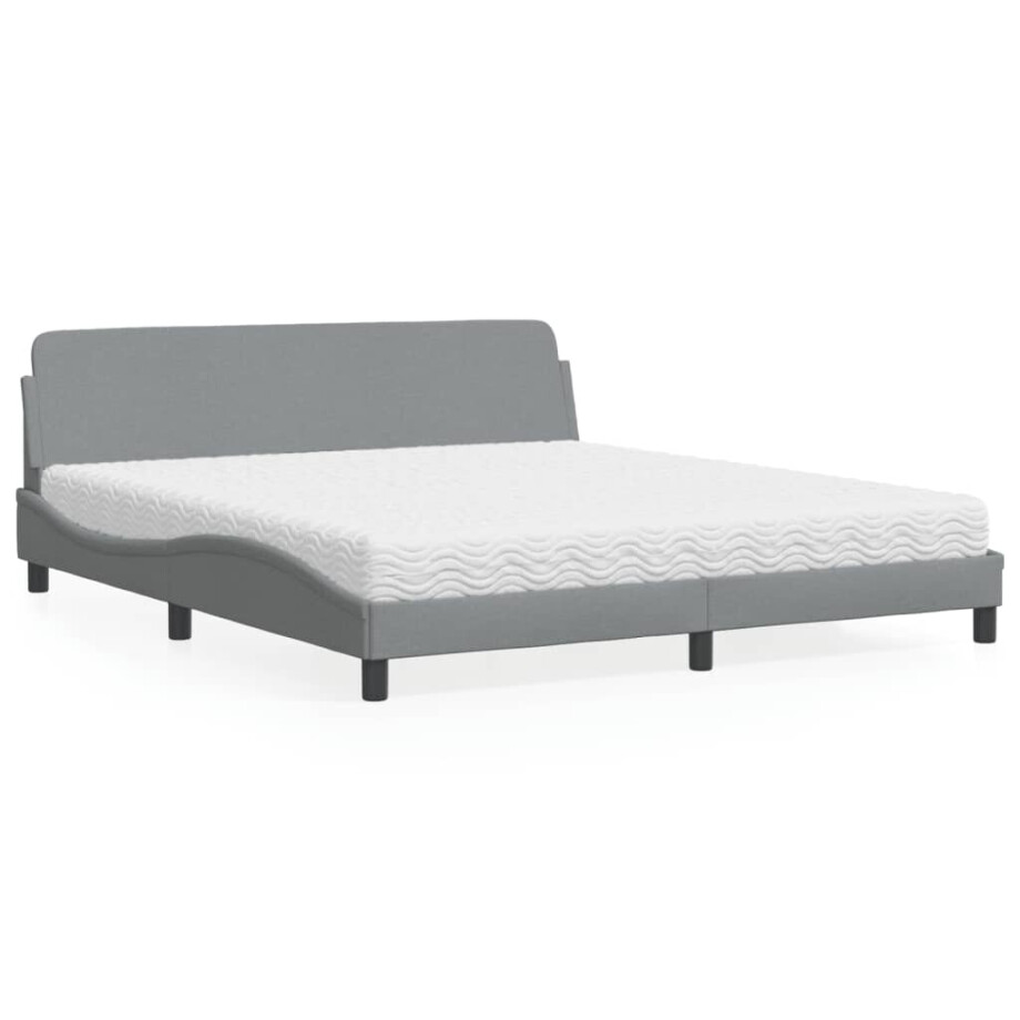 vidaXL Bed met matras "Dover" stof lichtgrijs 180x200 cm afbeelding 1