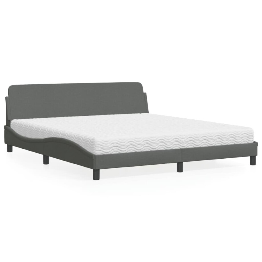 vidaXL Bed met matras "Dover" stof donkergrijs 180x200 cm afbeelding 1