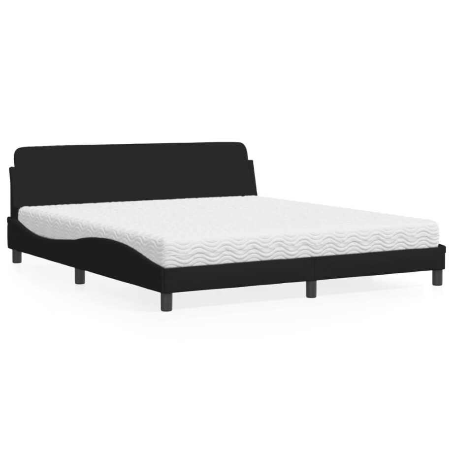vidaXL Bed met matras "Dover" stof zwart 180x200 cm vidaXL Bed met matras "Dover" stof zwart 180x200 cm afbeelding 1