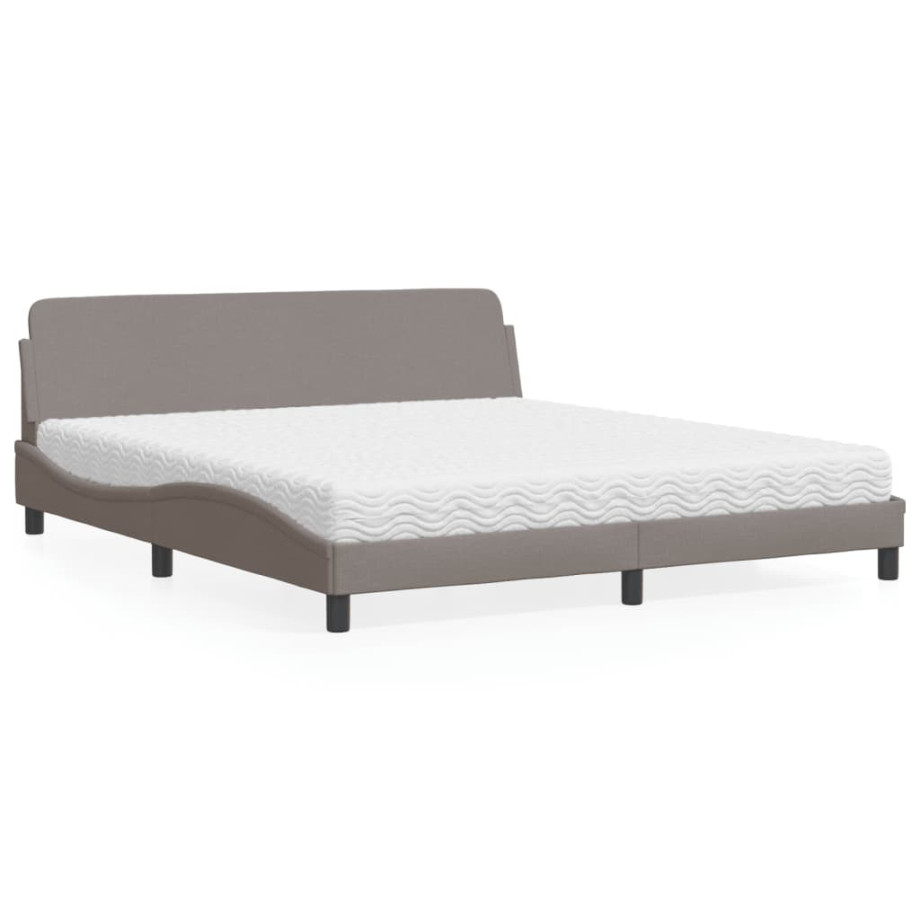 vidaXL Bed met matras stof taupe 180x200 cm afbeelding 1