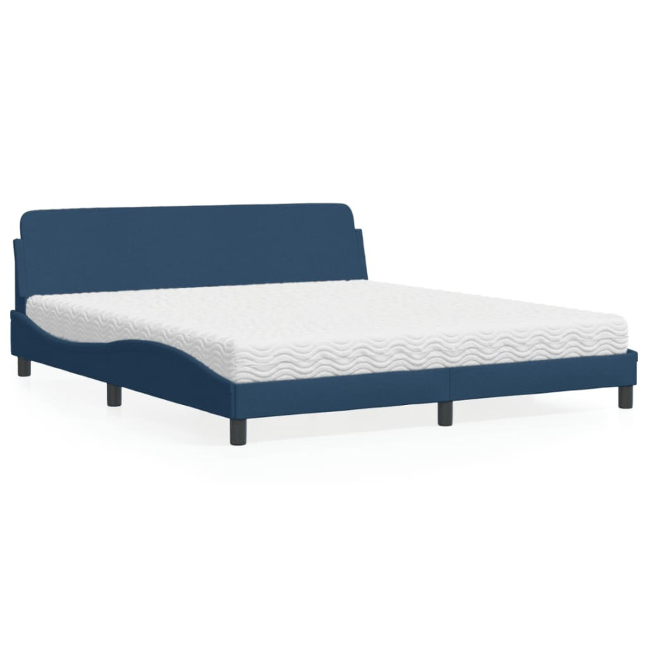 vidaXL Bed met matras stof blauw 180x200 cm afbeelding 1