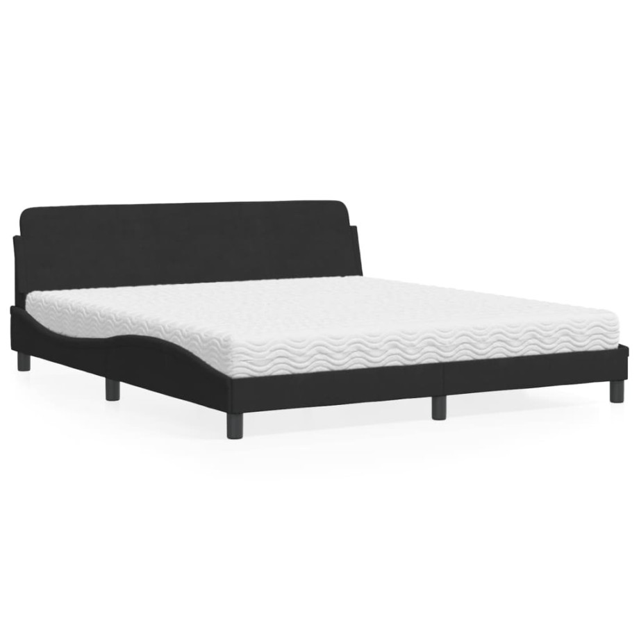 vidaXL Bed met matras fluweel zwart 180x200 cm afbeelding 1