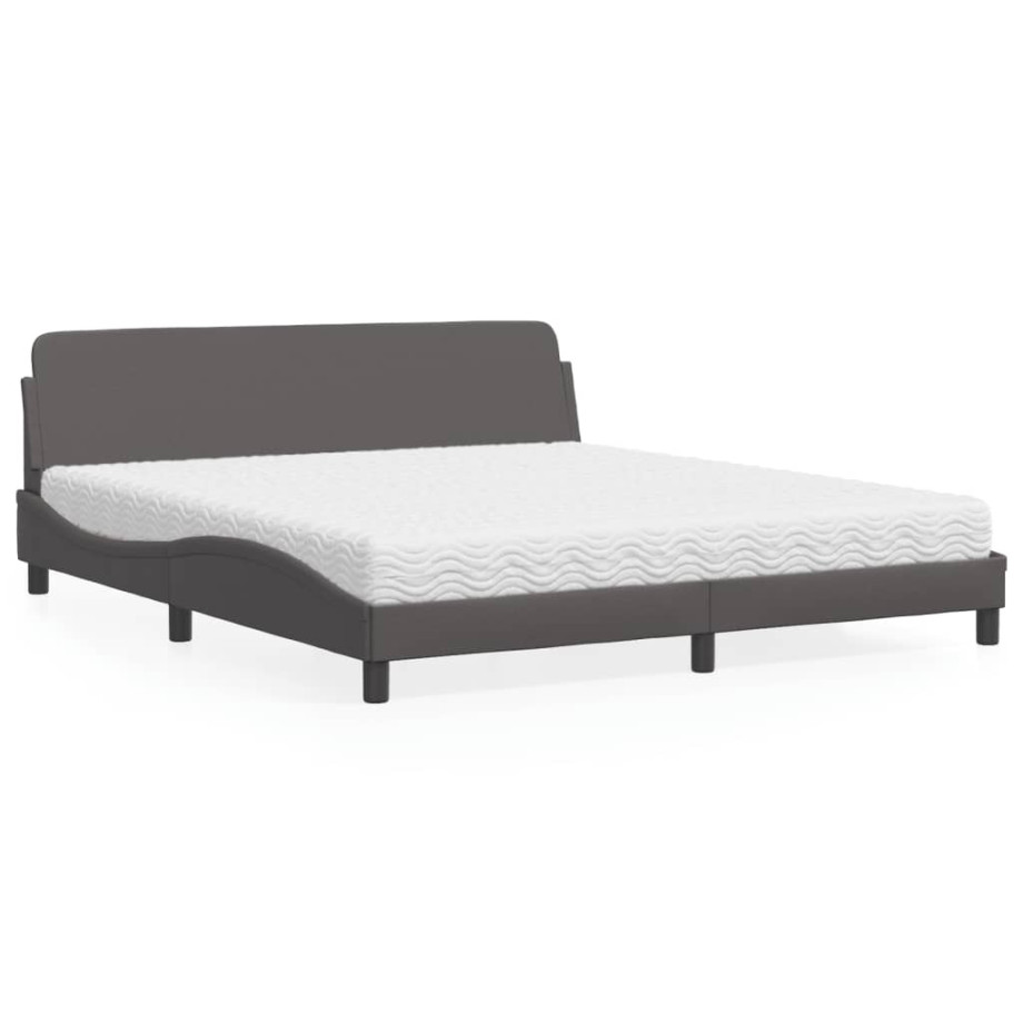vidaXL Bed met matras "Dover" kunstleer grijs 180x200 cm afbeelding 1