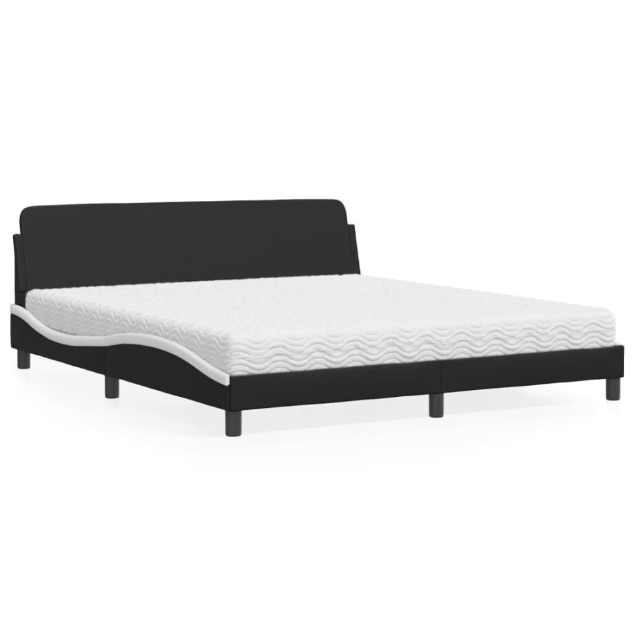 vidaXL Bed met matras "Dover" kunstleer zwart en wit 180x200 cm vidaXL Bed met matras "Dover" kunstleer zwart en wit 180x200 cm afbeelding 1