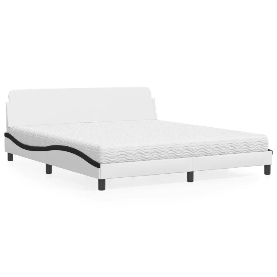 vidaXL Bed met matras "Dover" kunstleer wit en zwart 180x200 cm vidaXL Bed met matras "Dover" kunstleer wit en zwart 180x200 cm afbeelding 1