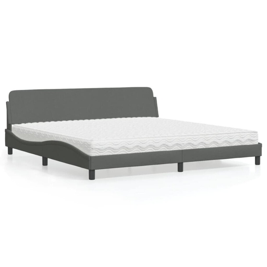 vidaXL Bed met matras "Dover" stof donkergrijs 200x200 cm afbeelding 1